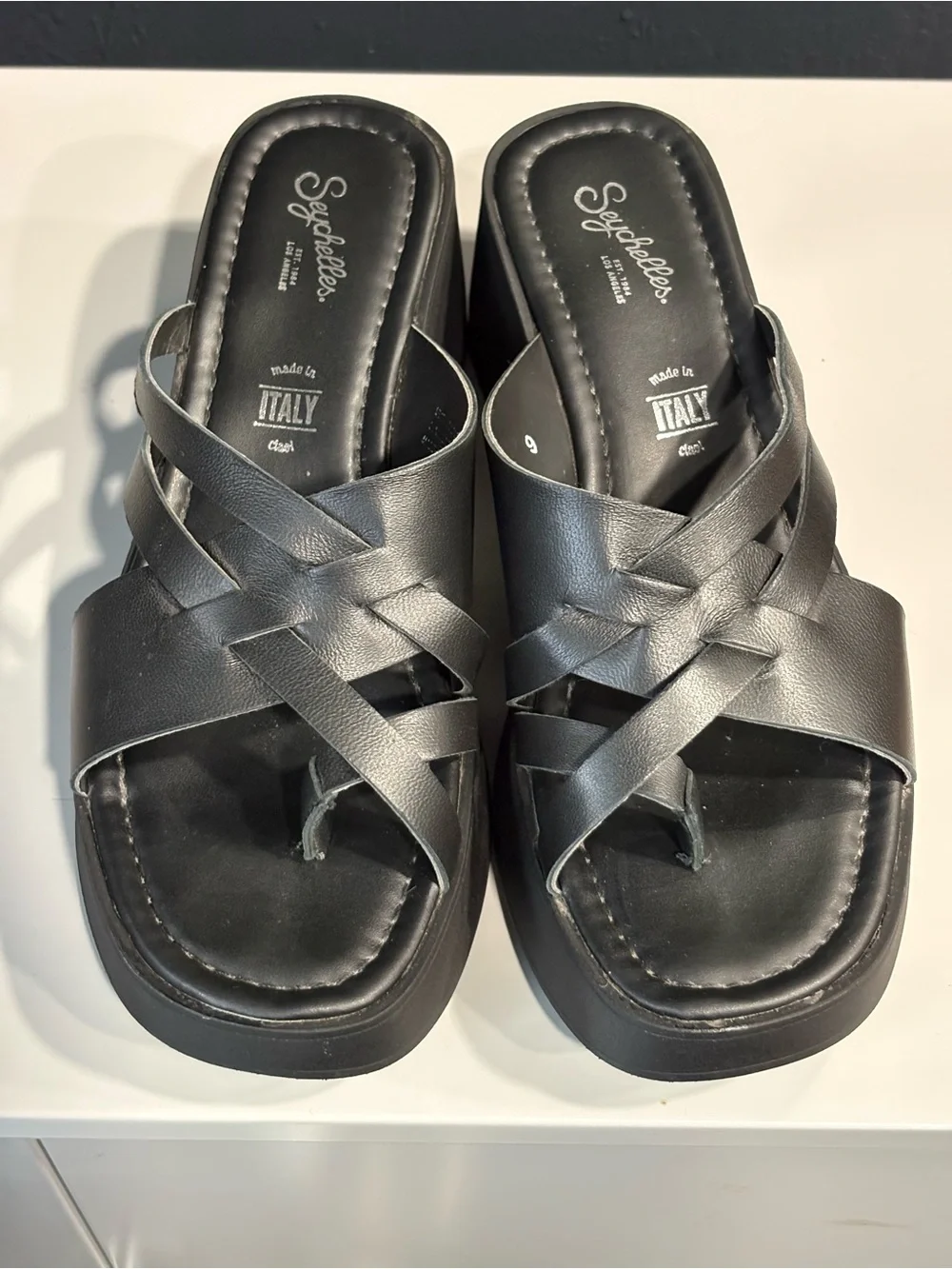 Seychelles Rock Steady Criss-Cross Leather Slide Sandals 9